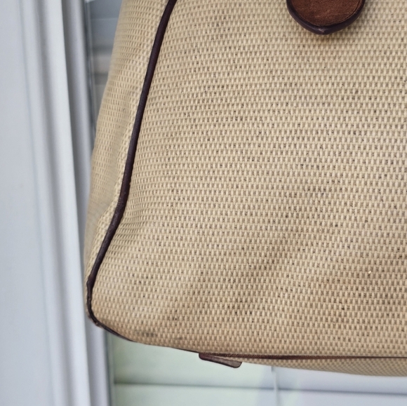 Dooney & Bourke Wilson Bag Cognac Brown/White Shoulder Satchel Cream Flawed - Picture 12 of 16